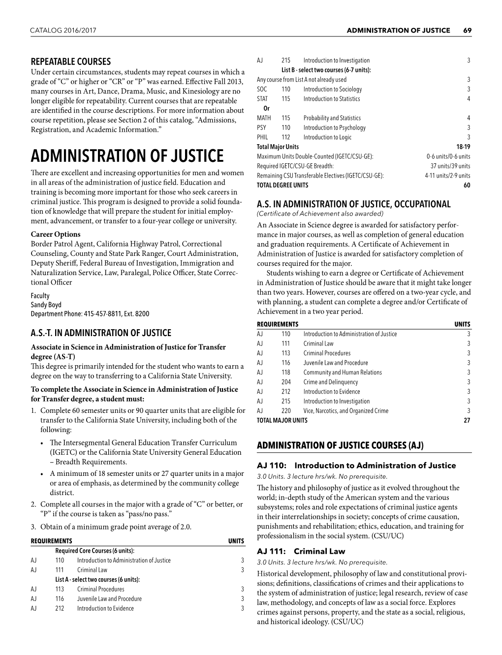 Administration of Justice 69