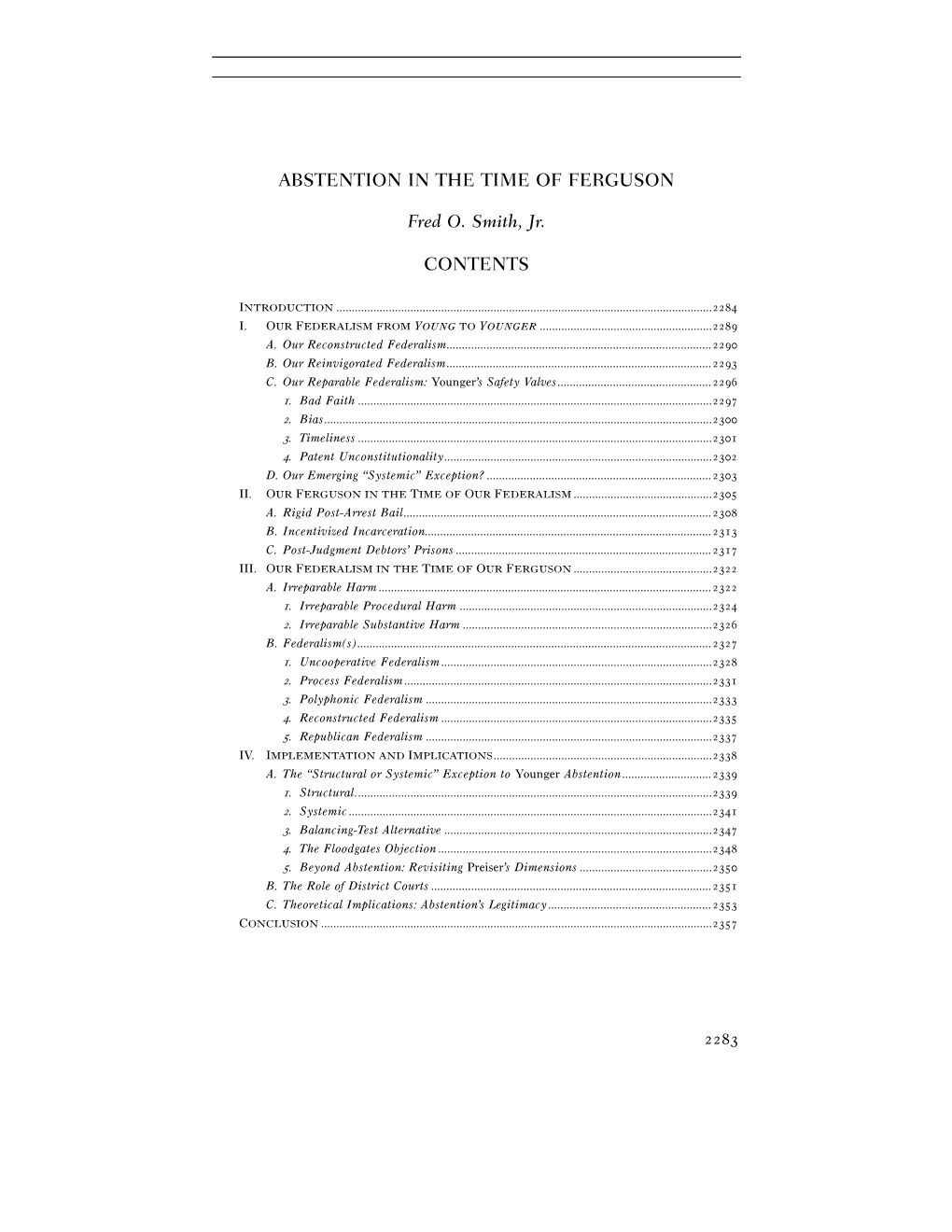 Abstention in the Time of Ferguson Contents