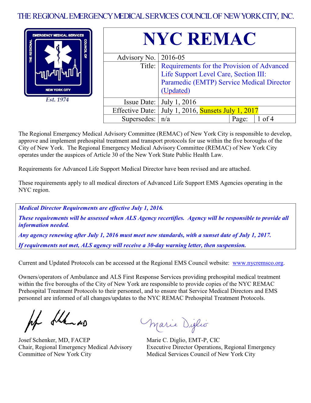 2016-05 REMAC Advisory ALS Medical Director