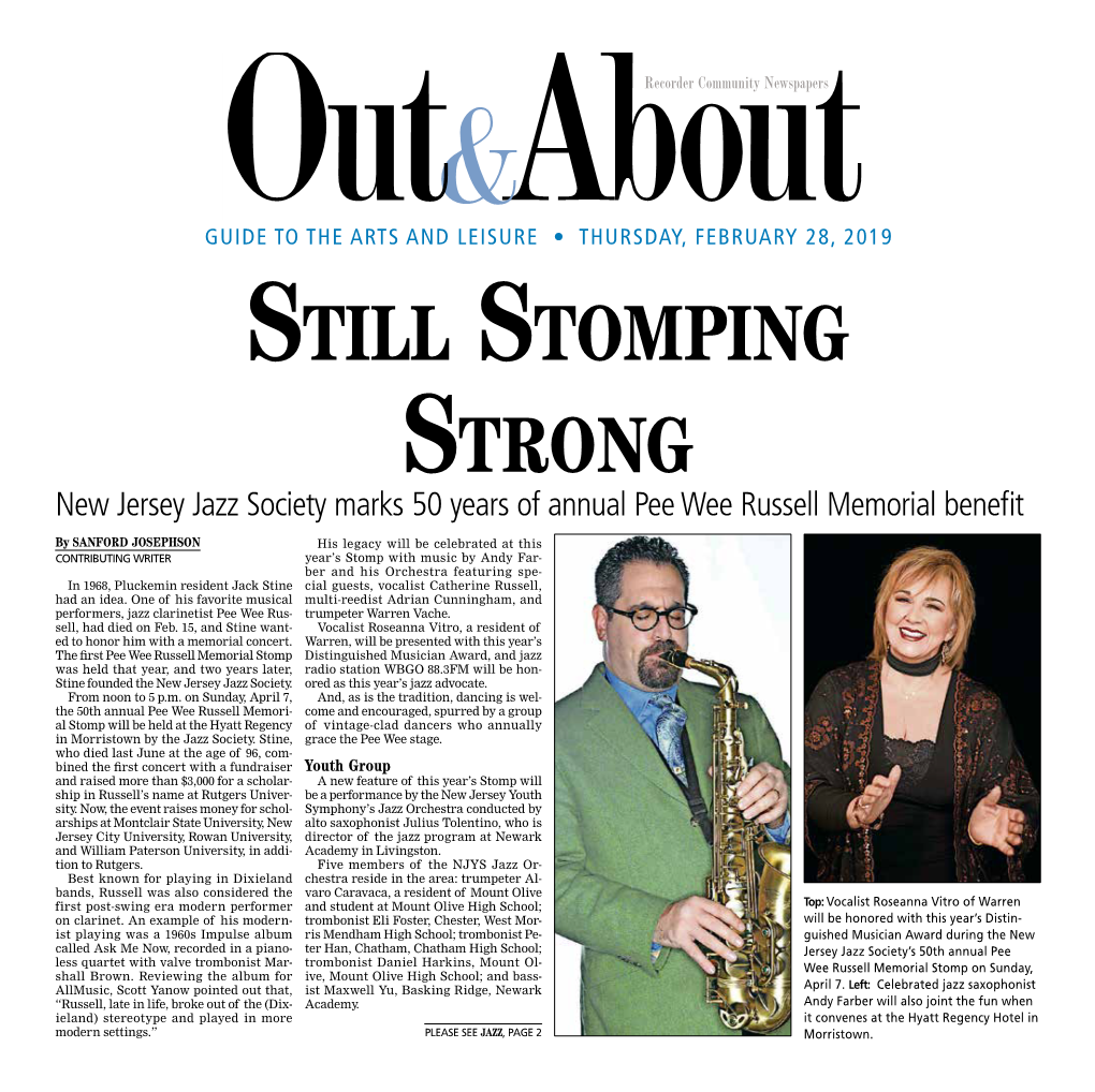 STILL STOMPING STRONG New Jersey Jazz Society Marks 50 Years of Annual Pee Wee Russell Memorial Beneﬁt