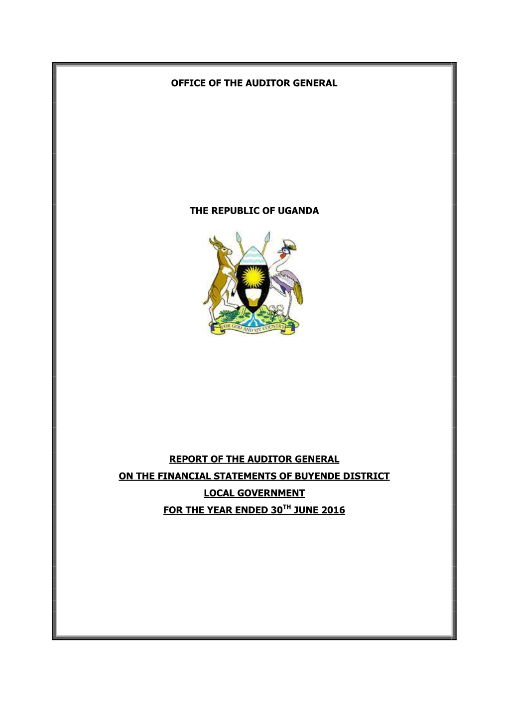 Office of the Auditor General the Republic of Uganda