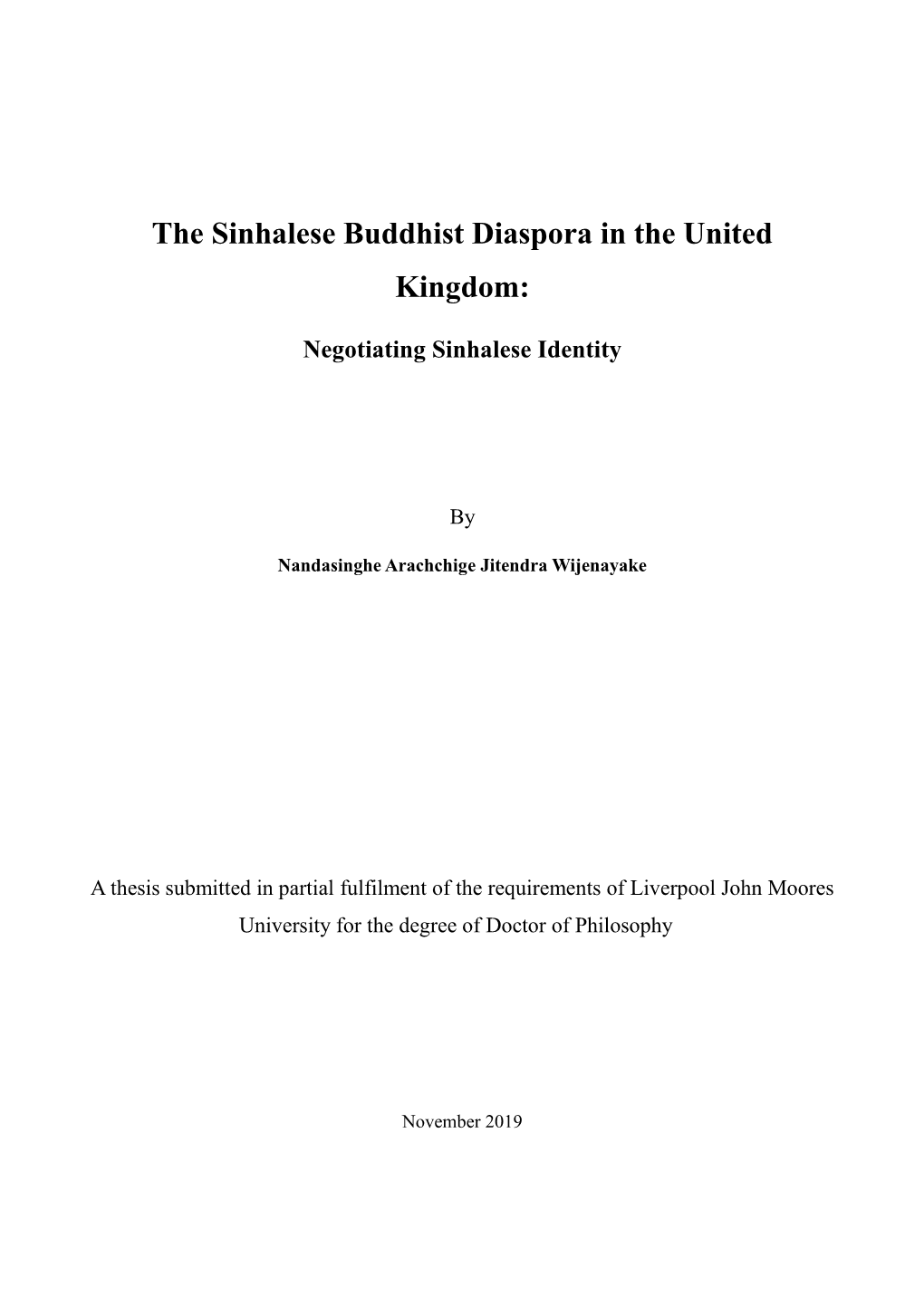 The Sinhalese Diaspora in the United Kingdom