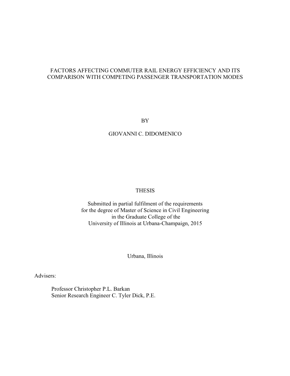 Factors Affecting Commuter Rail Energy Efficiency and Its Comparison with Competing Passenger Transportation Modes