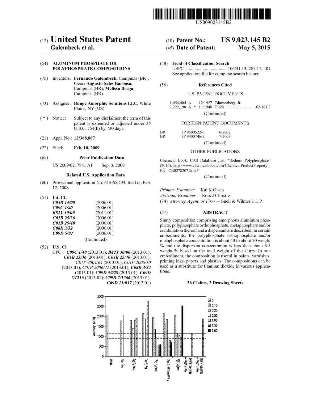 (12) United States Patent (10) Patent No.: US 9,023,145 B2 Galembeck Et Al