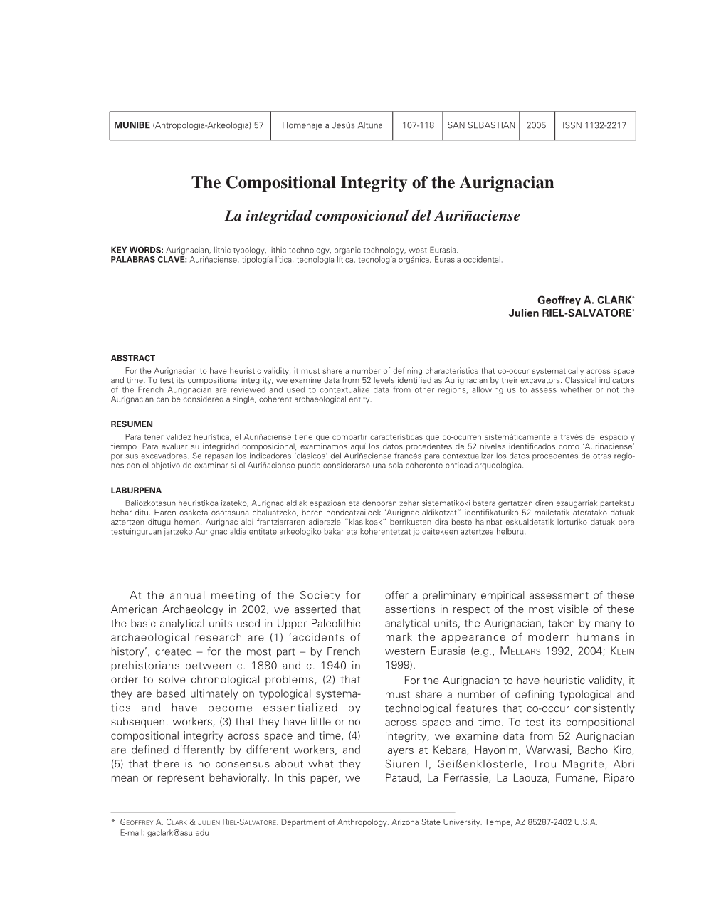 The Compositional Integrity of the Aurignacian