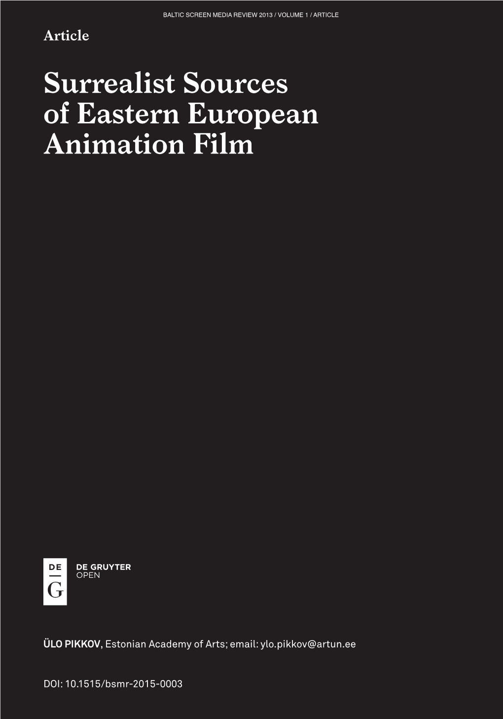 Surrealist Sources of Eastern European Animation Film