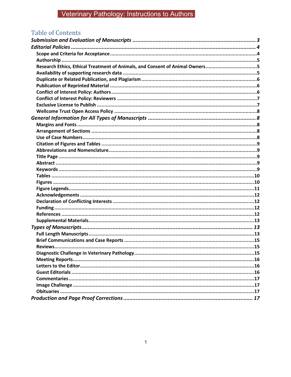 Veterinary Pathology: Instructions to Authors