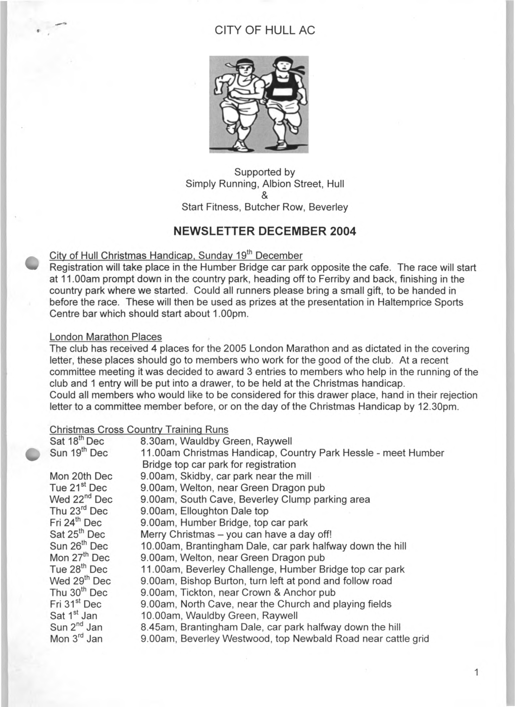 City of Hull Ac Newsletter December 2004