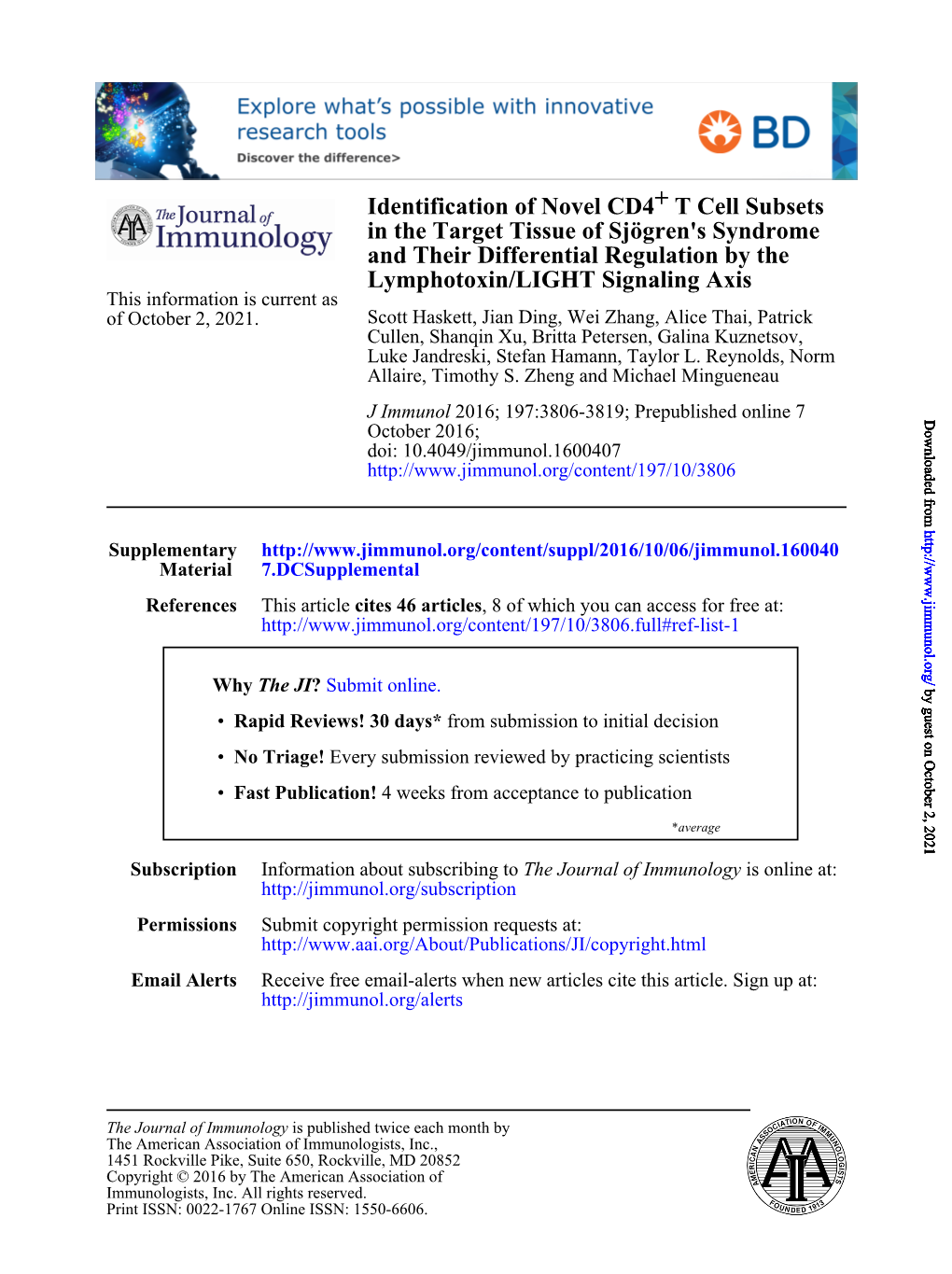 Identification of Novel CD4+ T Cell Subsets in the Target Tissue Of