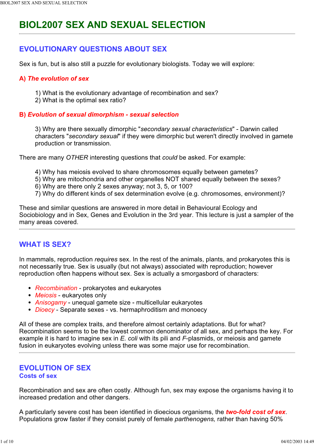 Biol2007 Sex and Sexual Selection