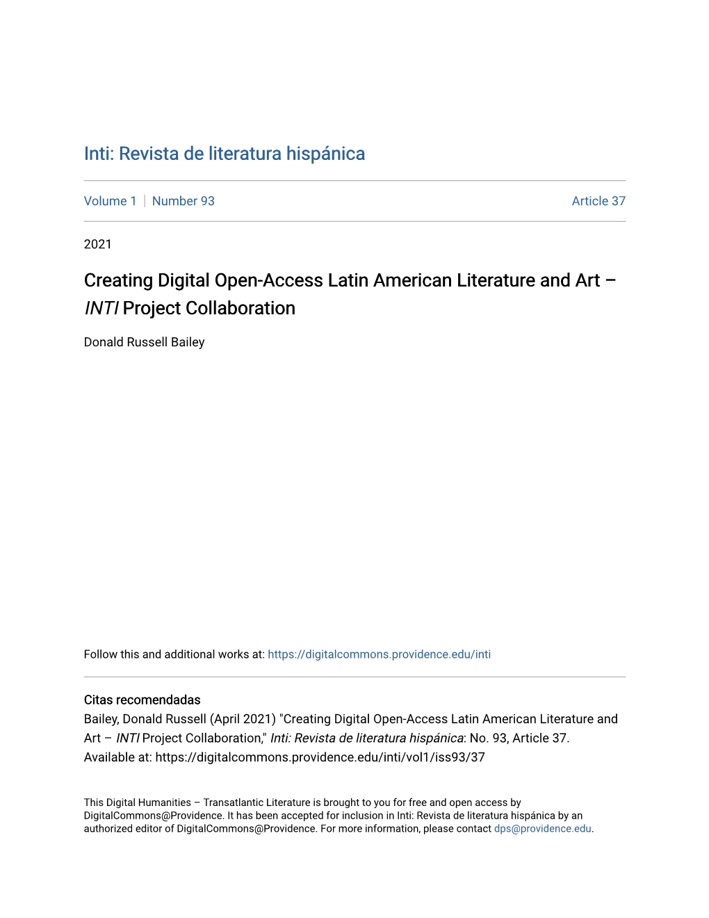 Creating Digital Open-Access Latin American Literature and Art Â•Fi INTI