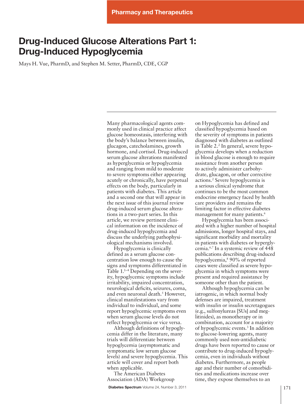 Drug-Induced Glucose Alterations Part 1: Drug-Induced Hypoglycemia Mays H