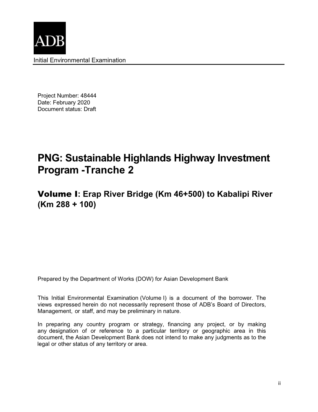 PNG: Sustainable Highlands Highway Investment Program -Tranche 2