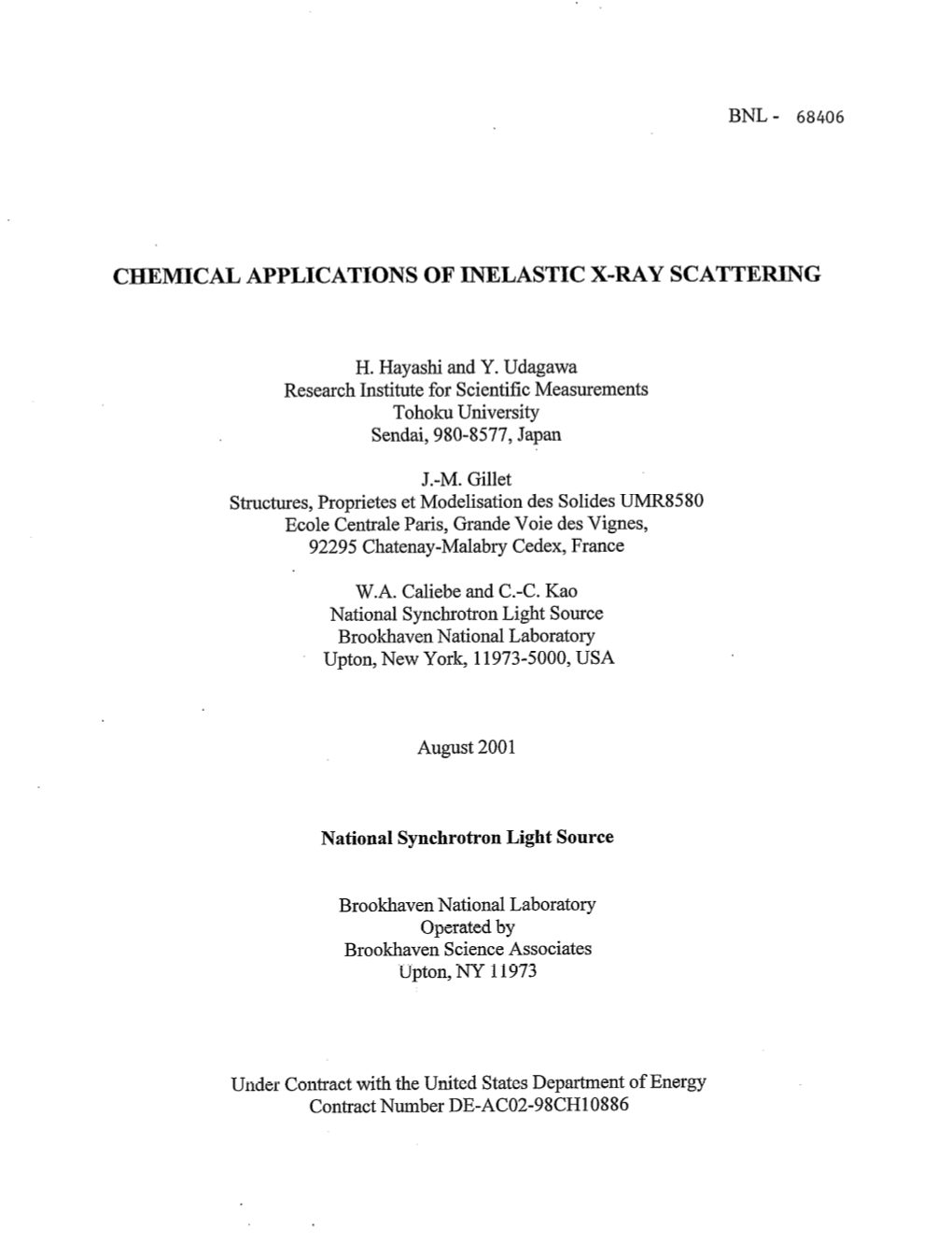 Chemical Applications of Inelastic X-Ray Scattering