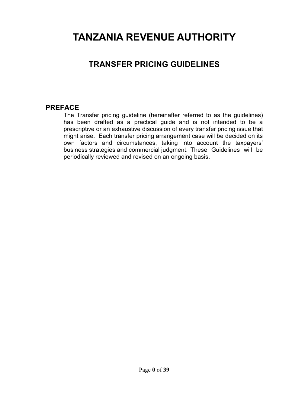 Transfer Pricing Guidelines