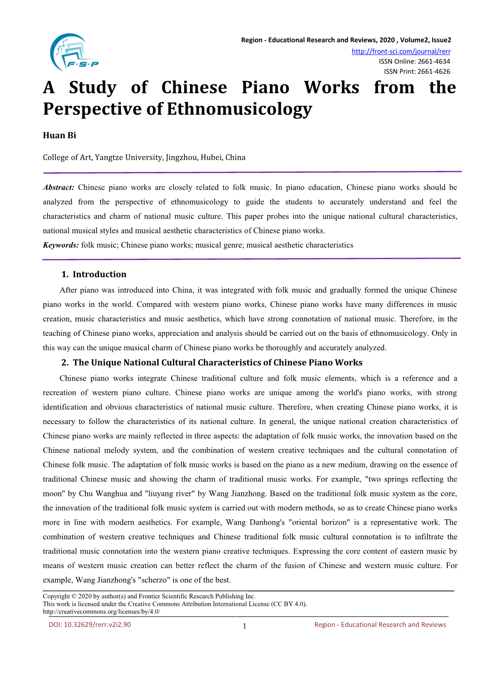 A Study of Chinese Piano Works from the Perspective of Ethnomusicology