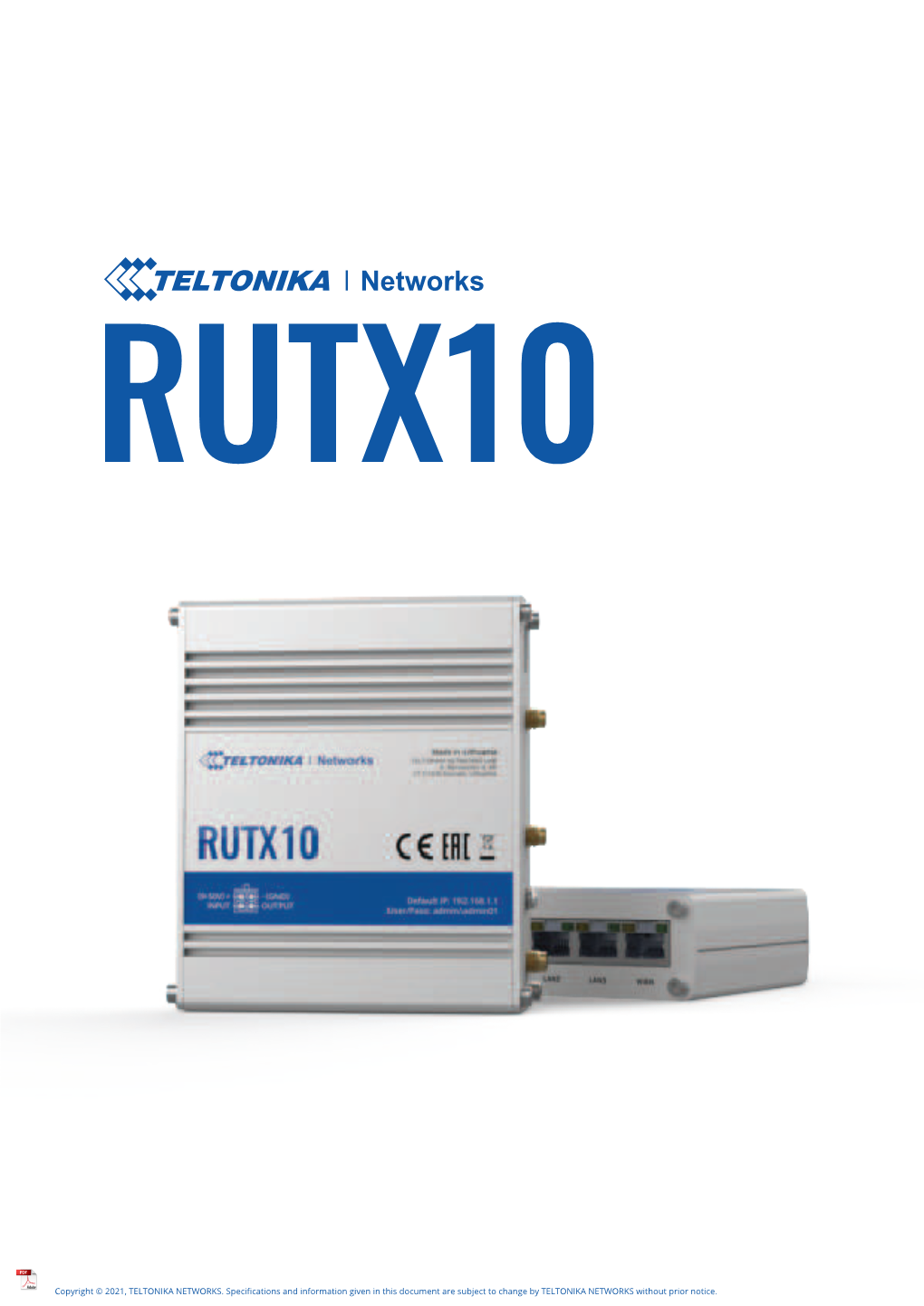 TELTONIKA RUTX10 Industrial VPN Wifi Router Datasheet