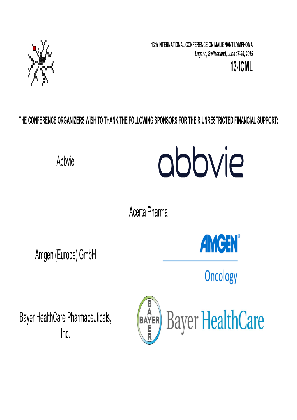 13-ICML Abbvie Acerta Pharma Amgen (Europe) Gmbh Bayer