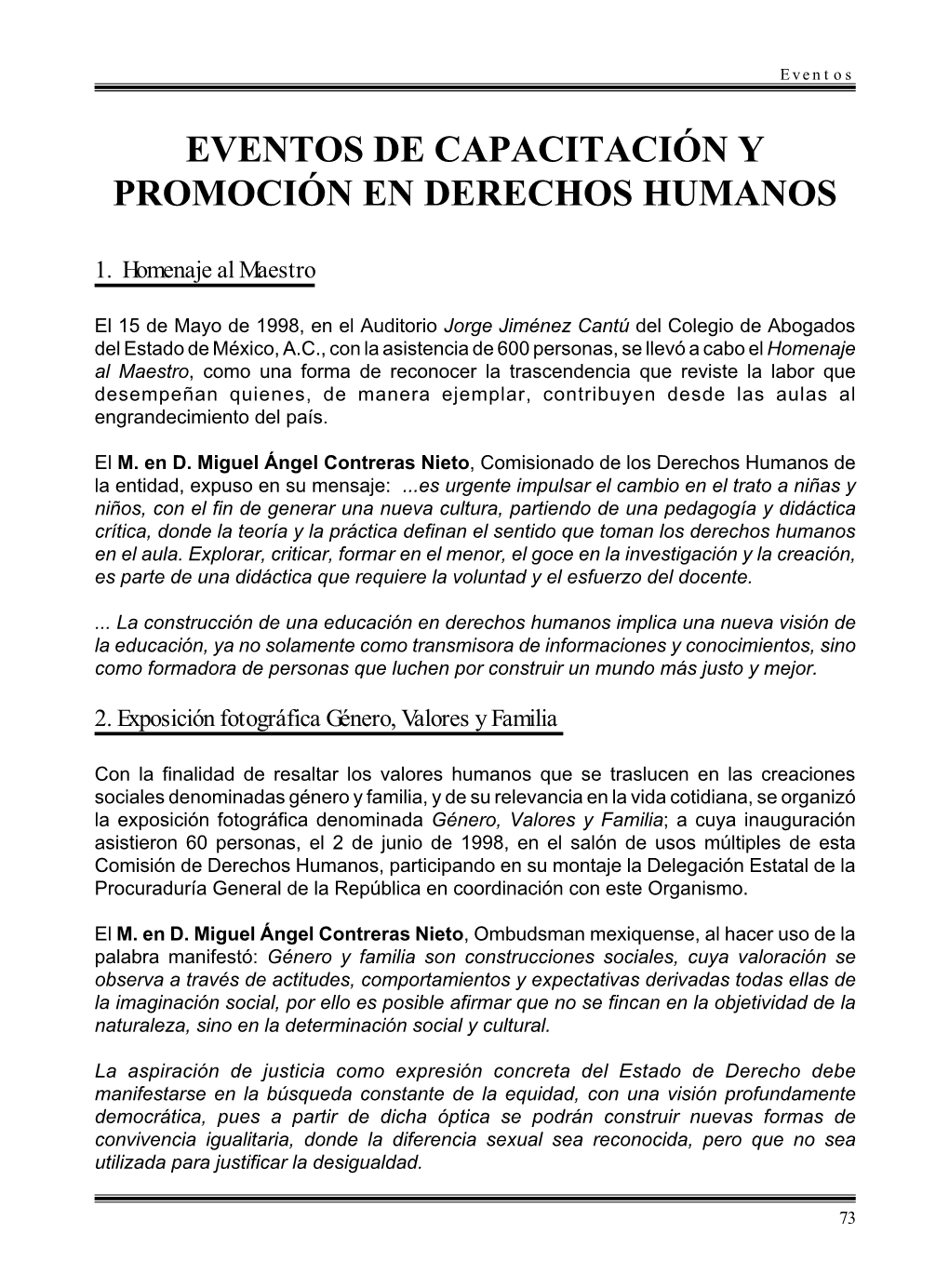 Eventos De Capacitación Y Promoción En Derechos Humanos