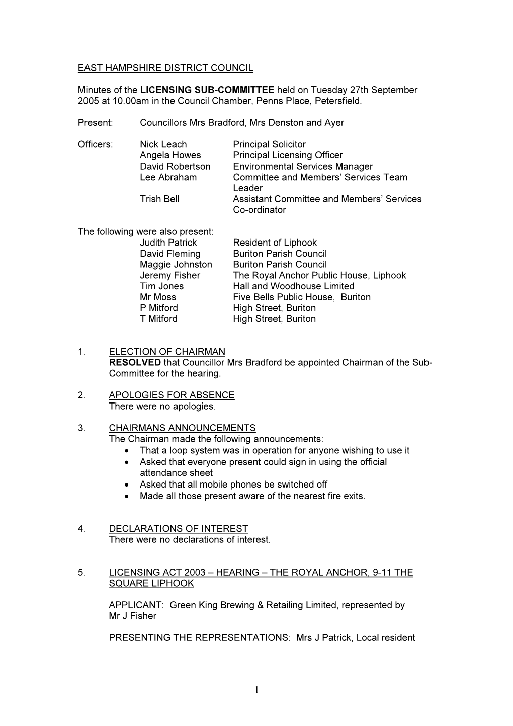 EAST HAMPSHIRE DISTRICT COUNCIL Minutes of The