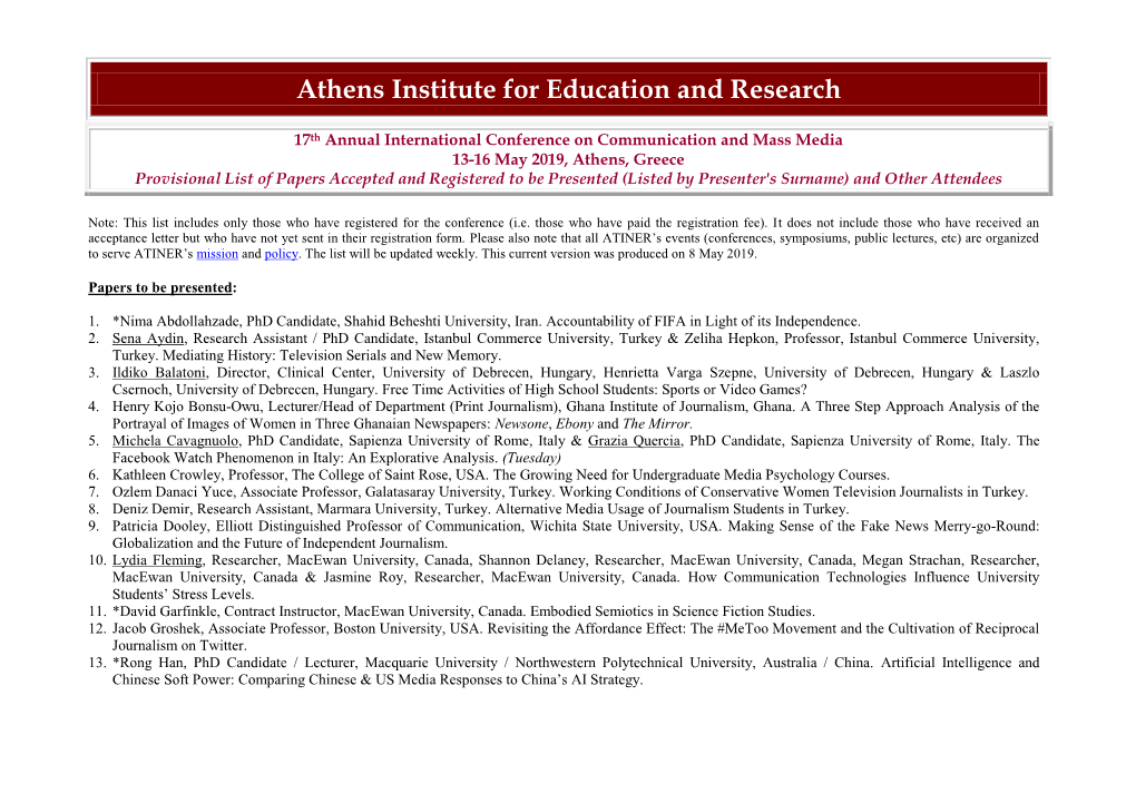 Athens Institute for Education and Research