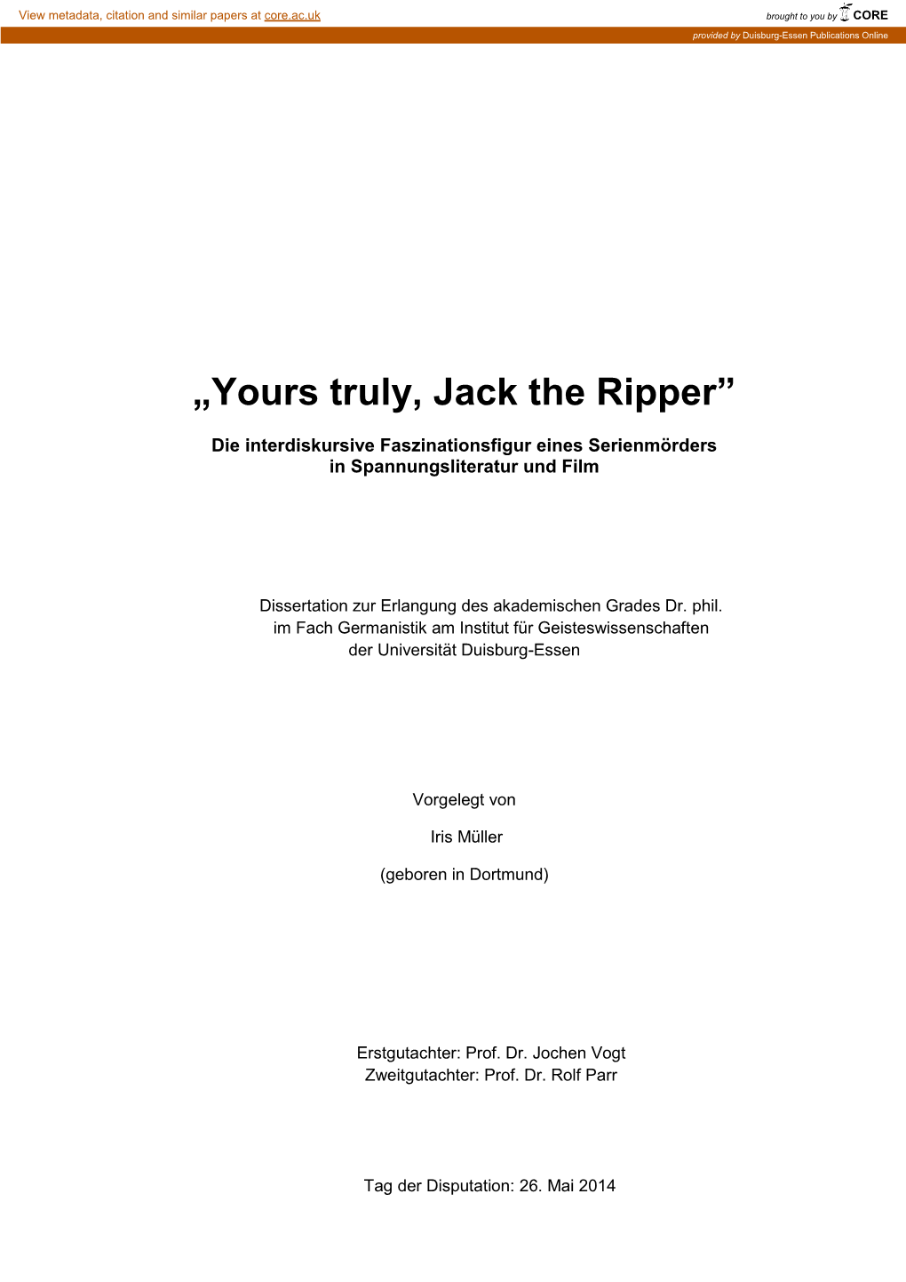 „Yours Truly, Jack the Ripper”