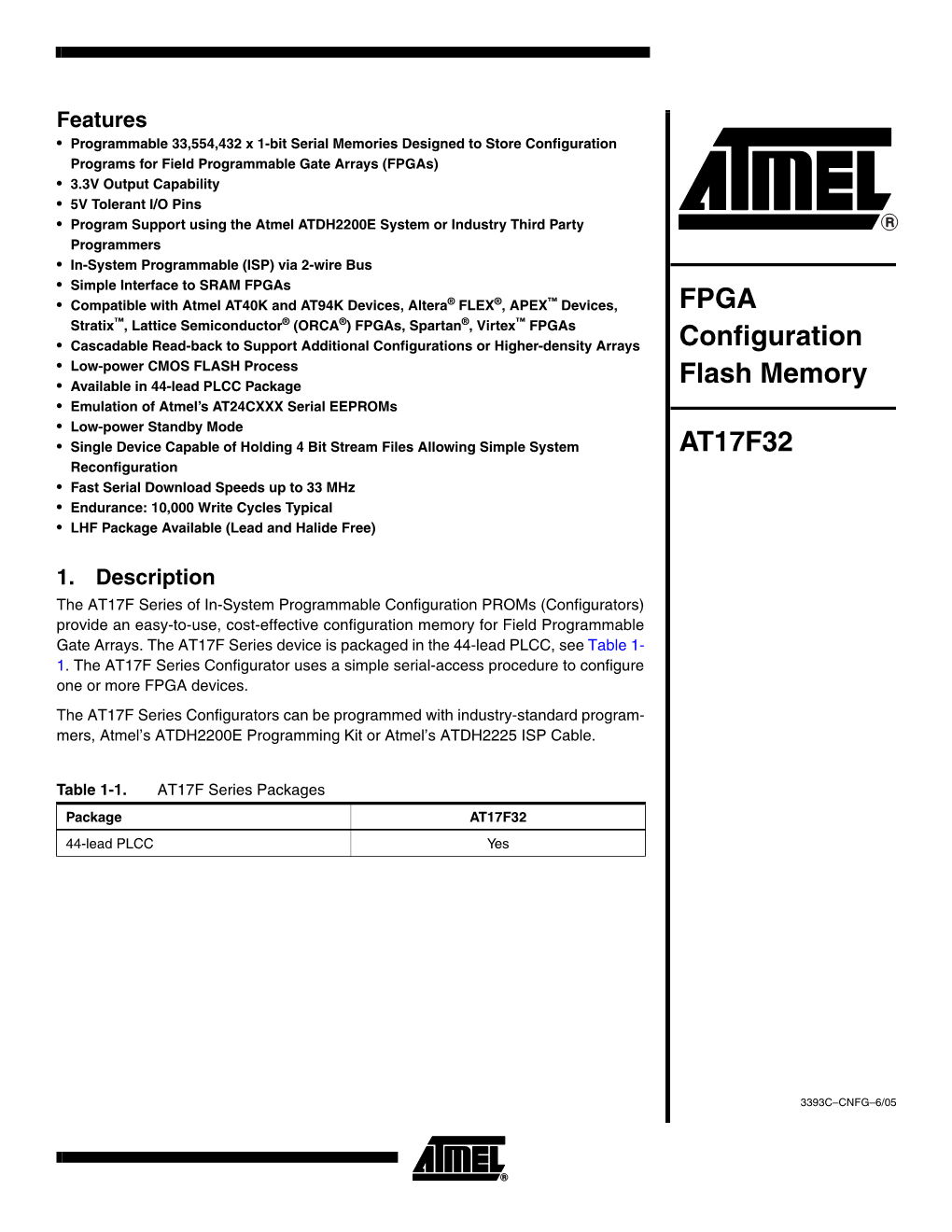 FPGA Configuration Flash Memory AT17F32