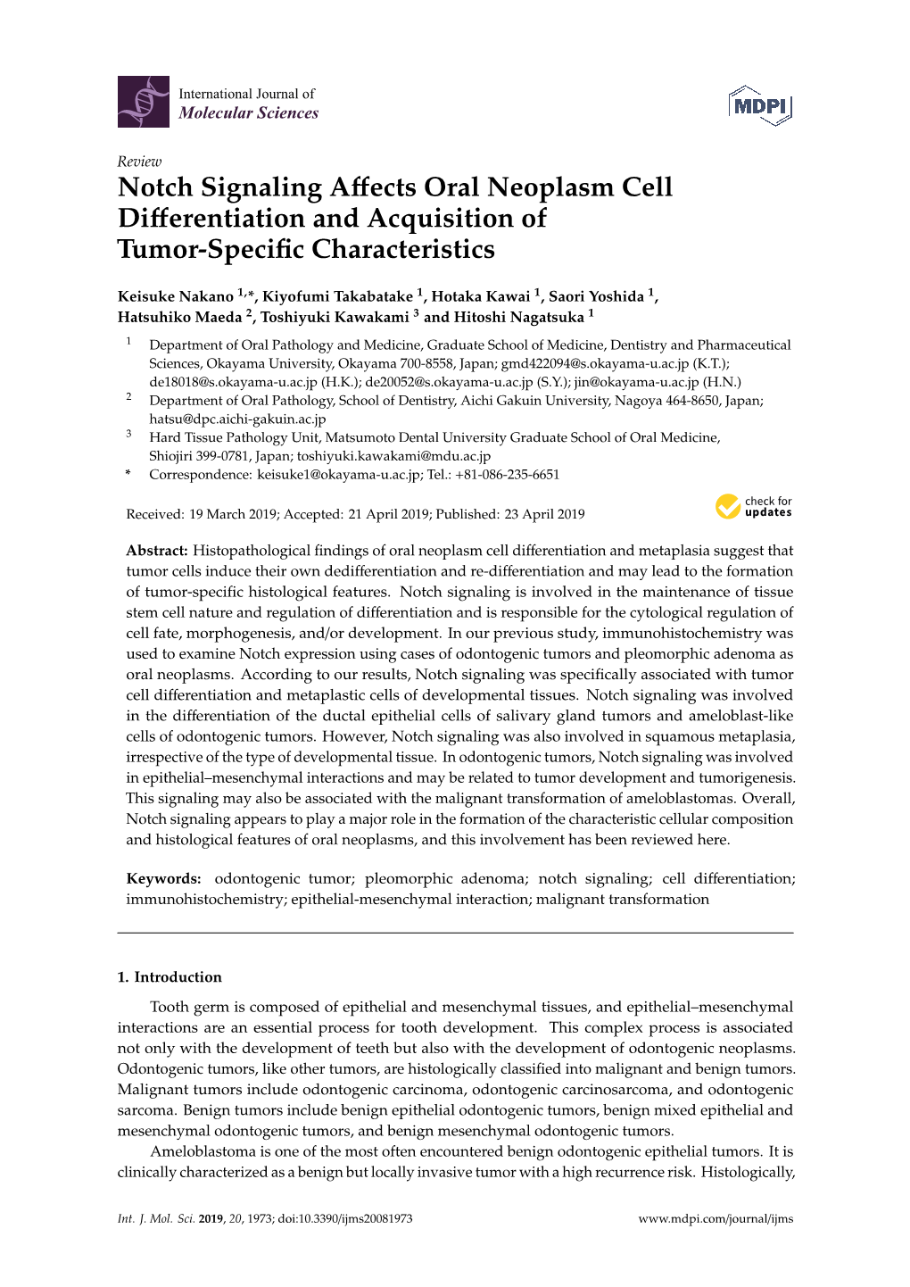 Notch Signaling Affects Oral Neoplasm Cell Differentiation And