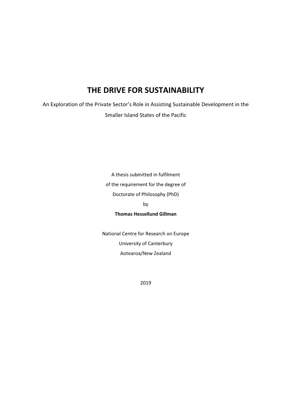 The Drive for Sustainability