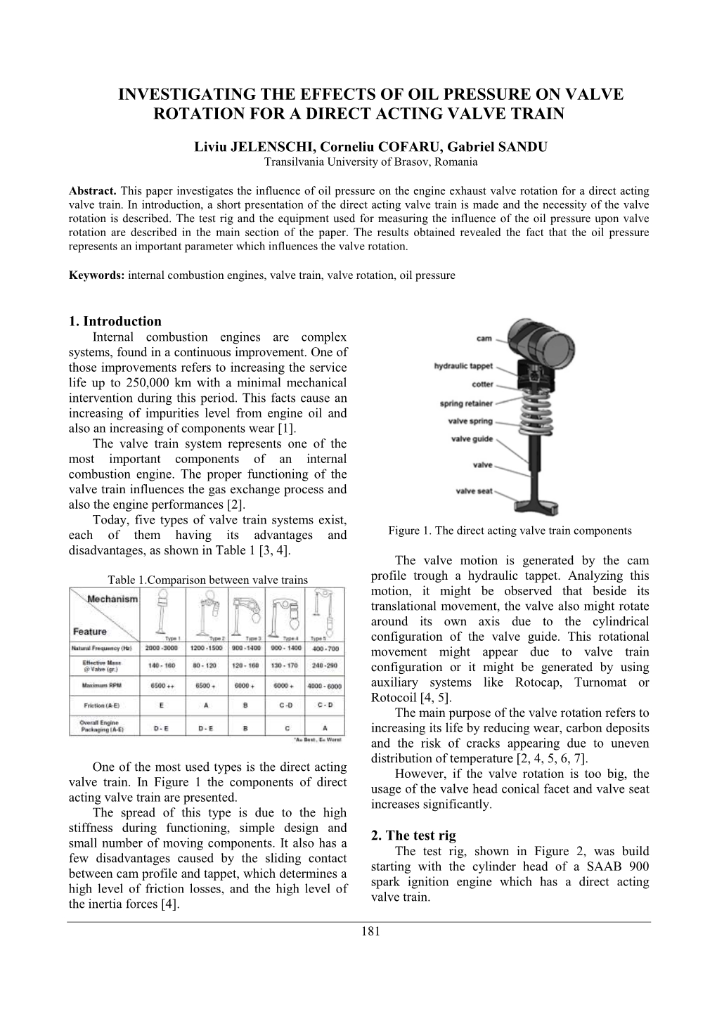 Investigating the Effects of Oil Pressure on Valve Rotation for a Direct Acting Valve Train