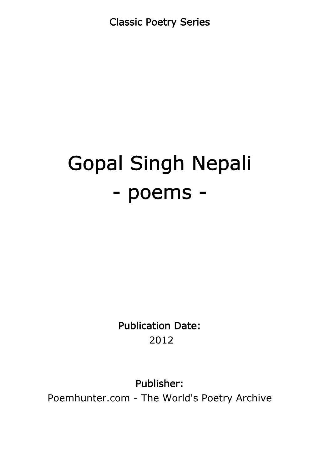 Gopal Singh Nepali - Poems