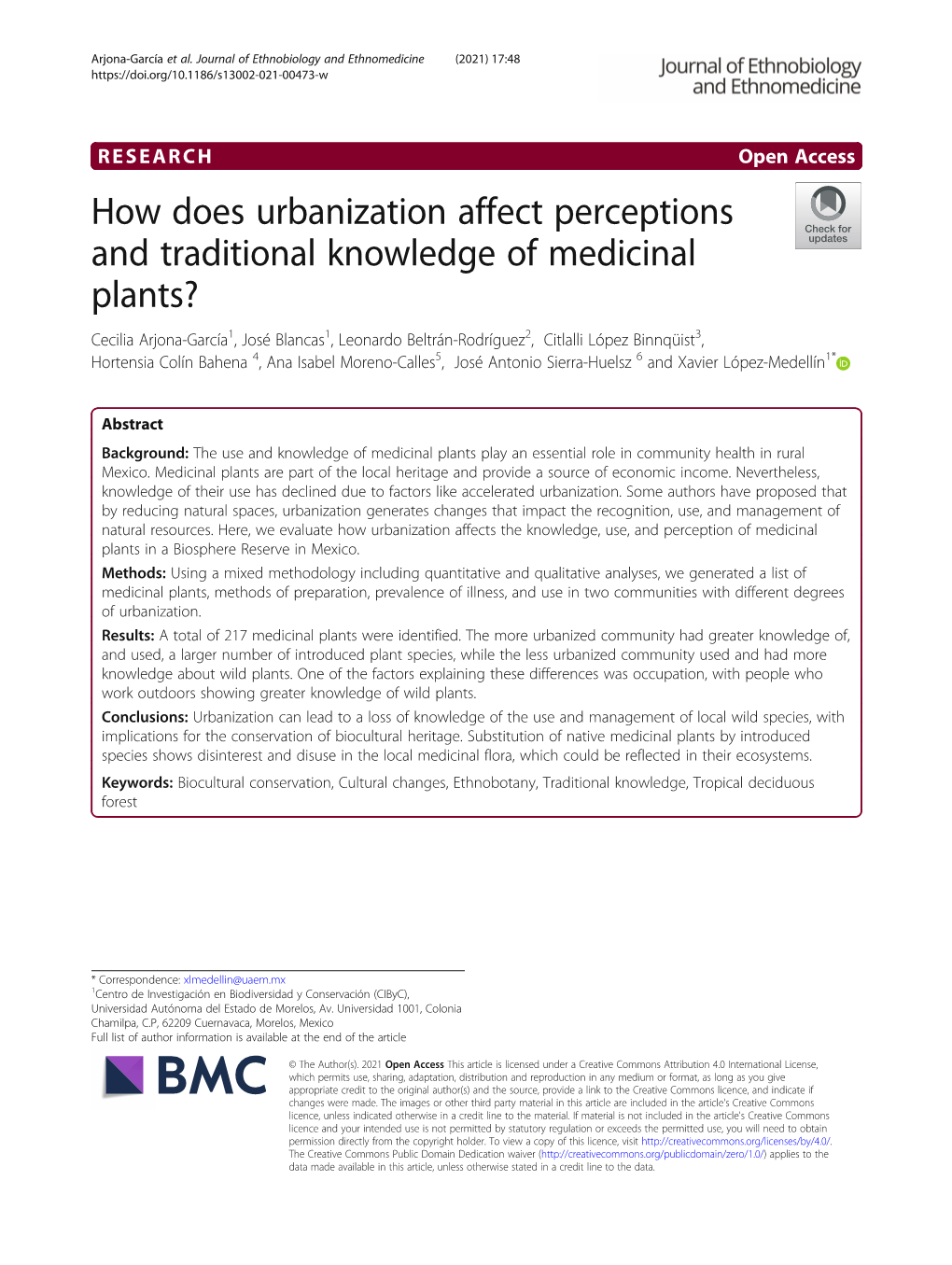 How Does Urbanization Affect Perceptions and Traditional Knowledge of Medicinal Plants?