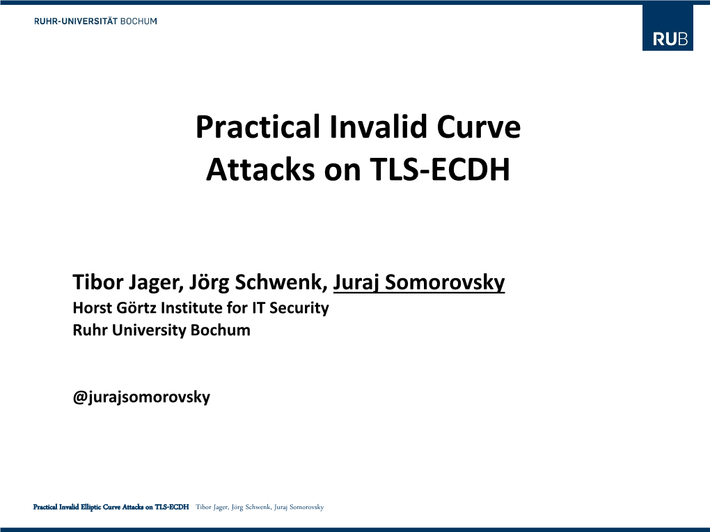 Practical Invalid Curve Attacks on TLS-ECDH