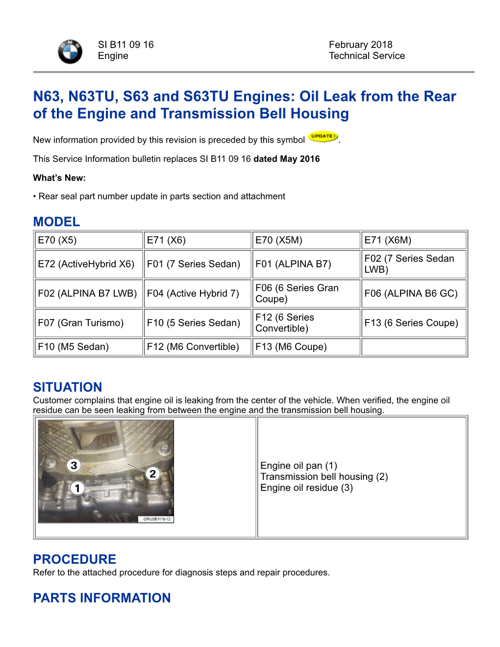 Oil Leak from the Rear of the Engine and Transmission Bell Housing