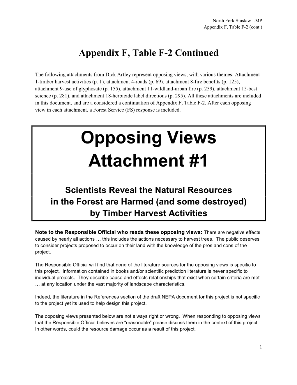 Opposing Views Attachment #1