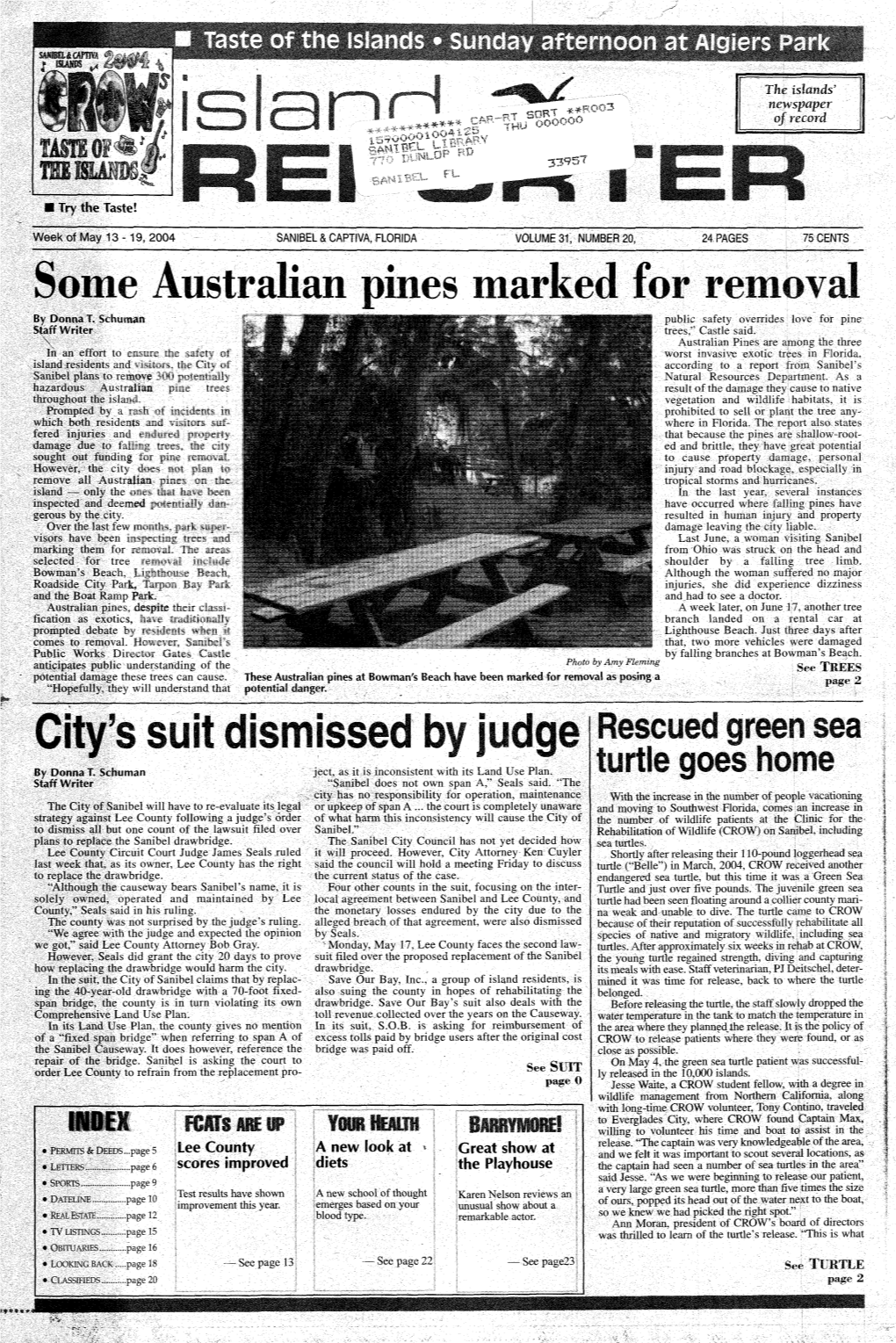 Some Australian Pines Marked for Removal City's Suit