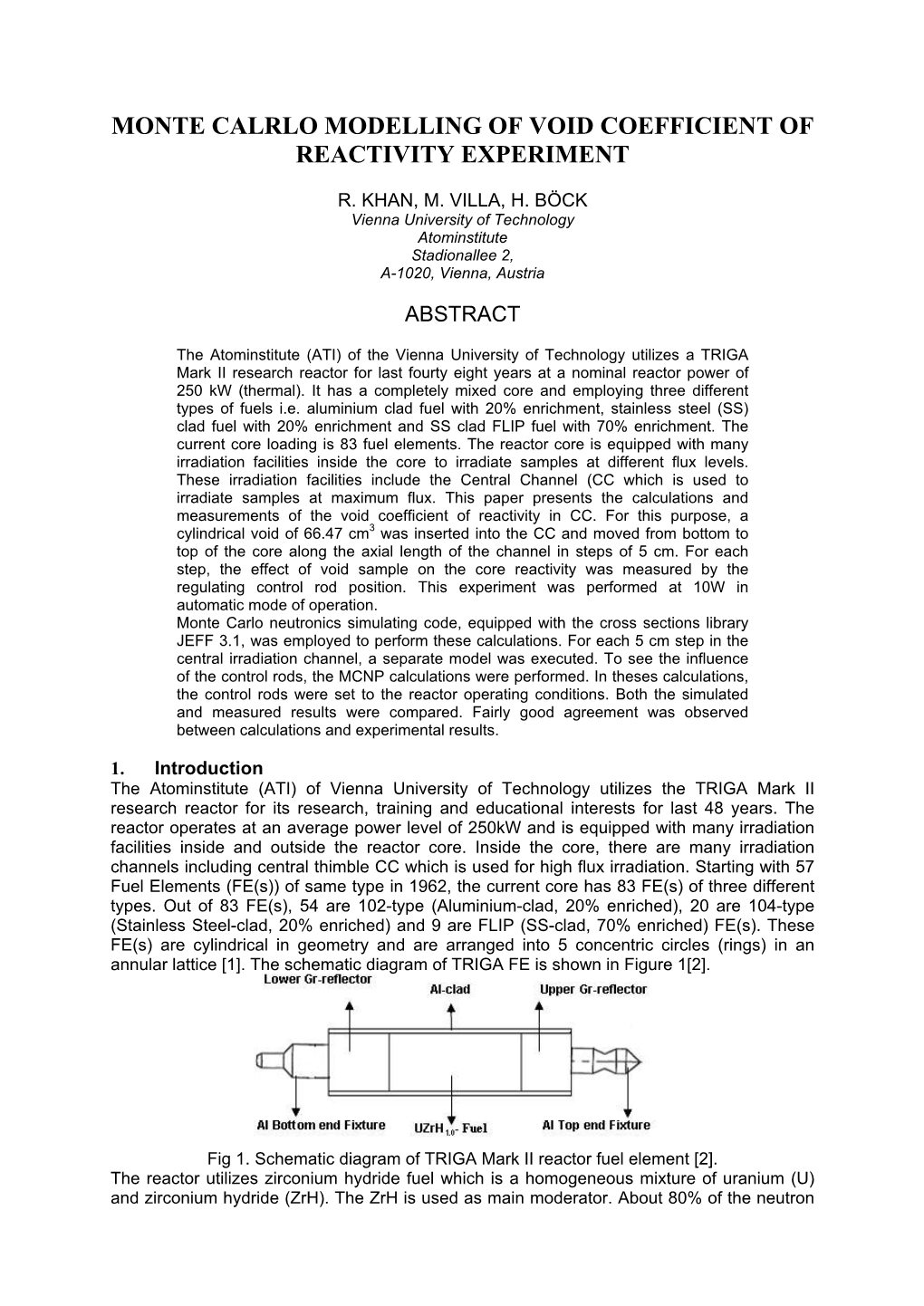 Monte Calrlo Modelling of Void Coefficient of Reactivity Experiment