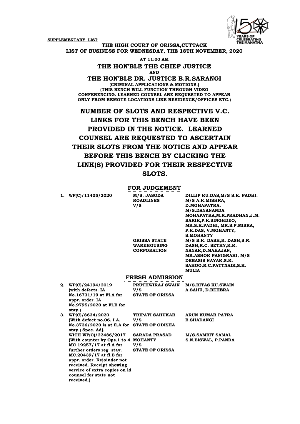 Number of Slots and Respective V.C. Links for This Bench Have Been Provided in the Notice