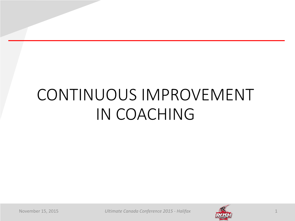 Coaching Continuous Improvement