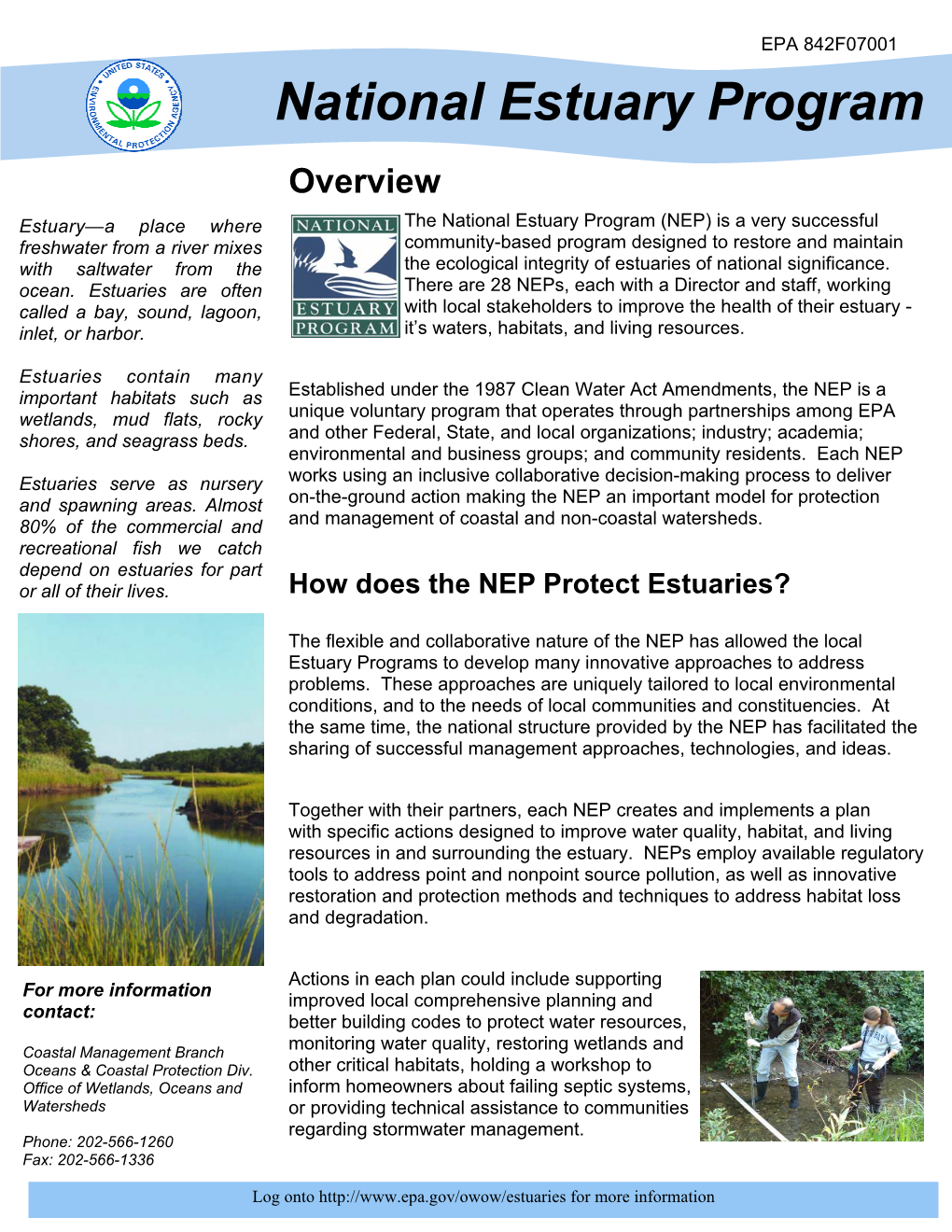 National Estuary Program Factsheet