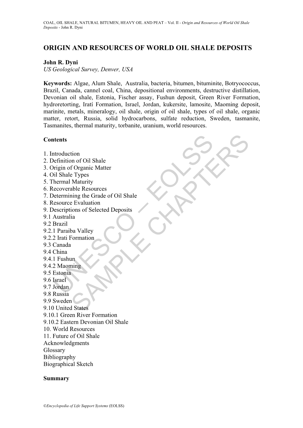 Origin and Resources of World Oil Shale Deposits - John R