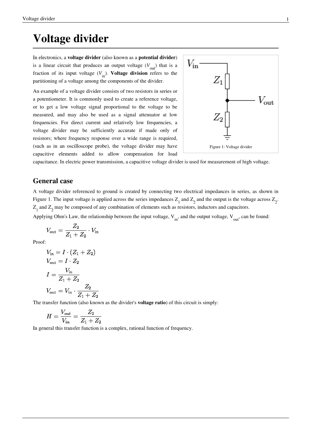 Voltage Divider 1 Voltage Divider