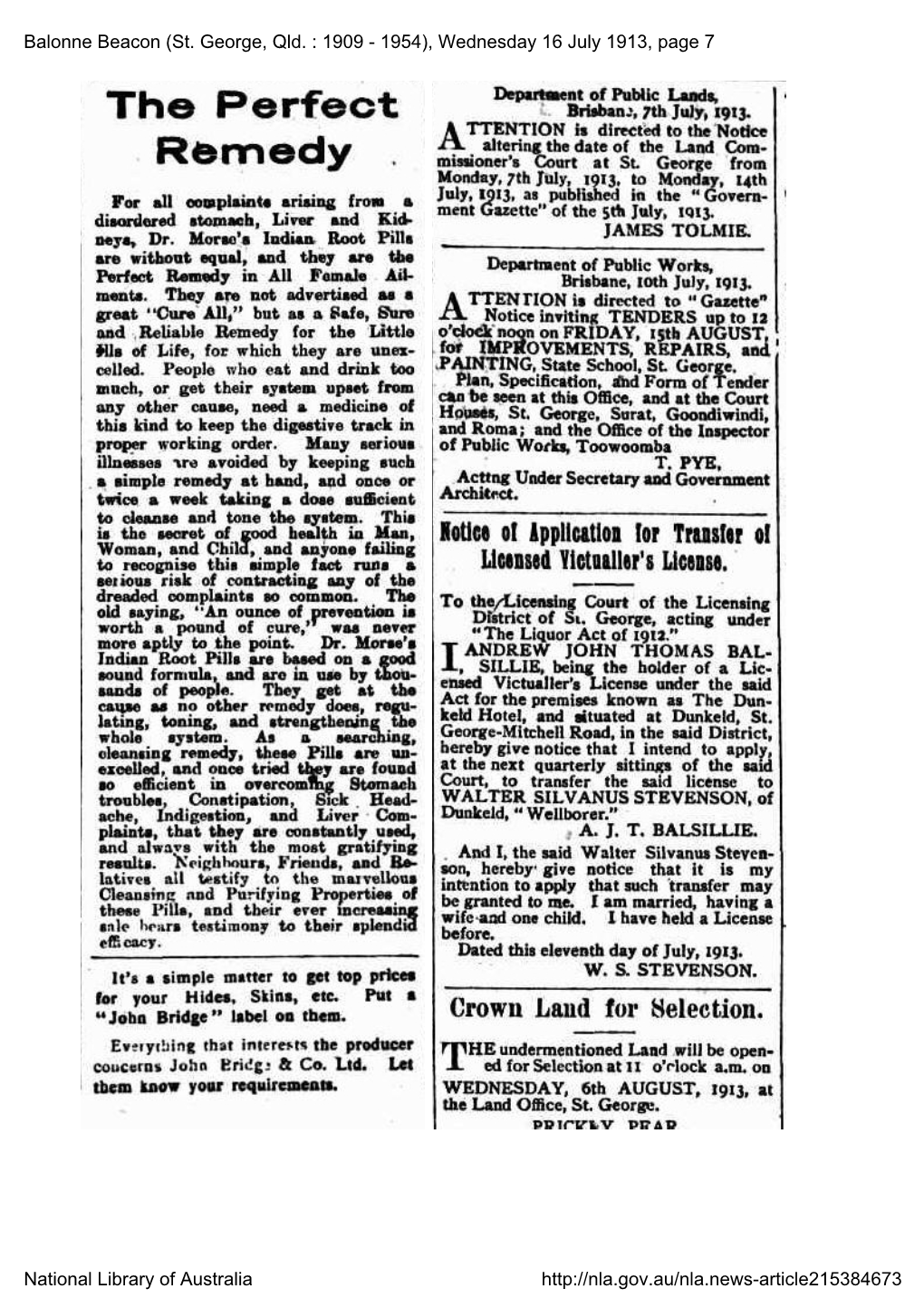 Balonne Beacon (St. George, Qld. : 1909 - 1954), Wednesday 16 July 1913, Page 7