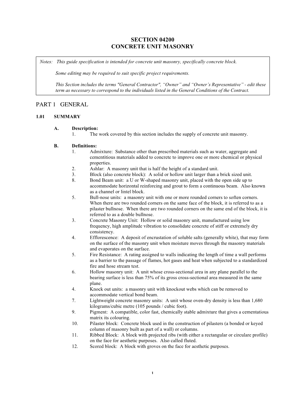 Specifications for Loadbearing Concrete Masonry Units 2