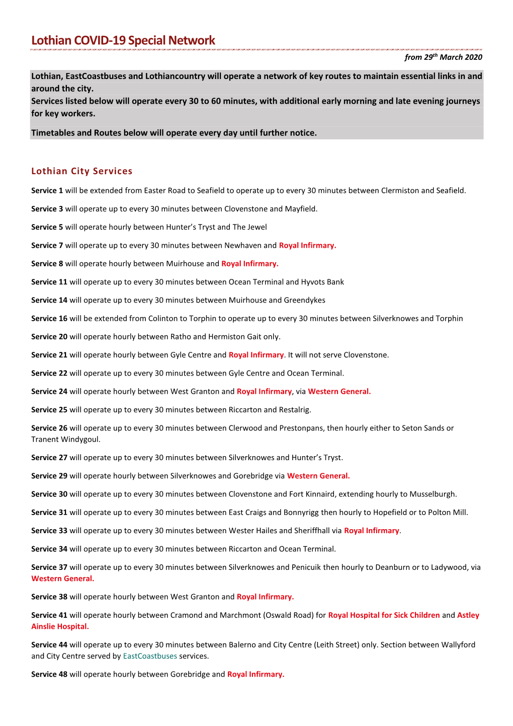 COVID 19 Lothian Services