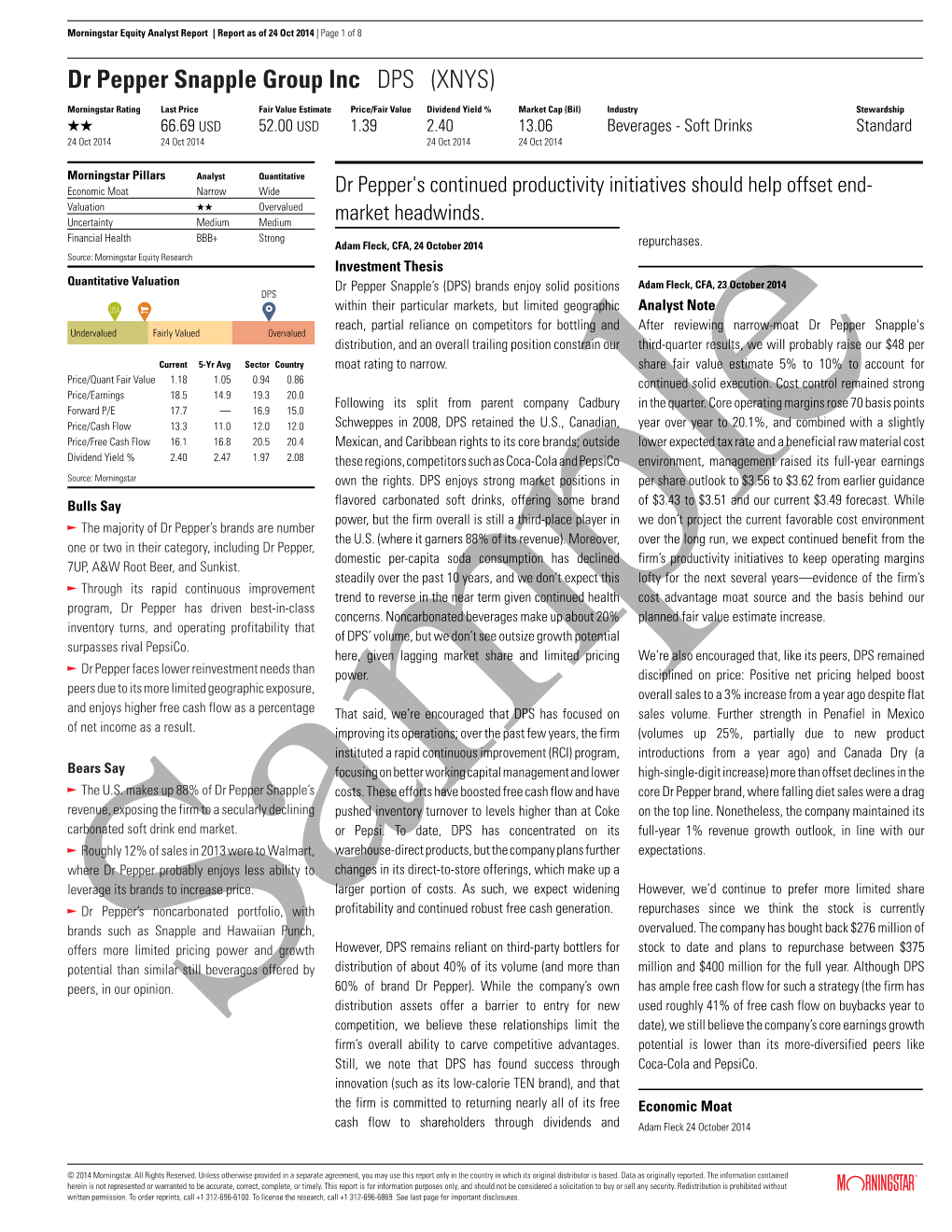 Dr Pepper Snapple Group Inc DPS (XNYS)