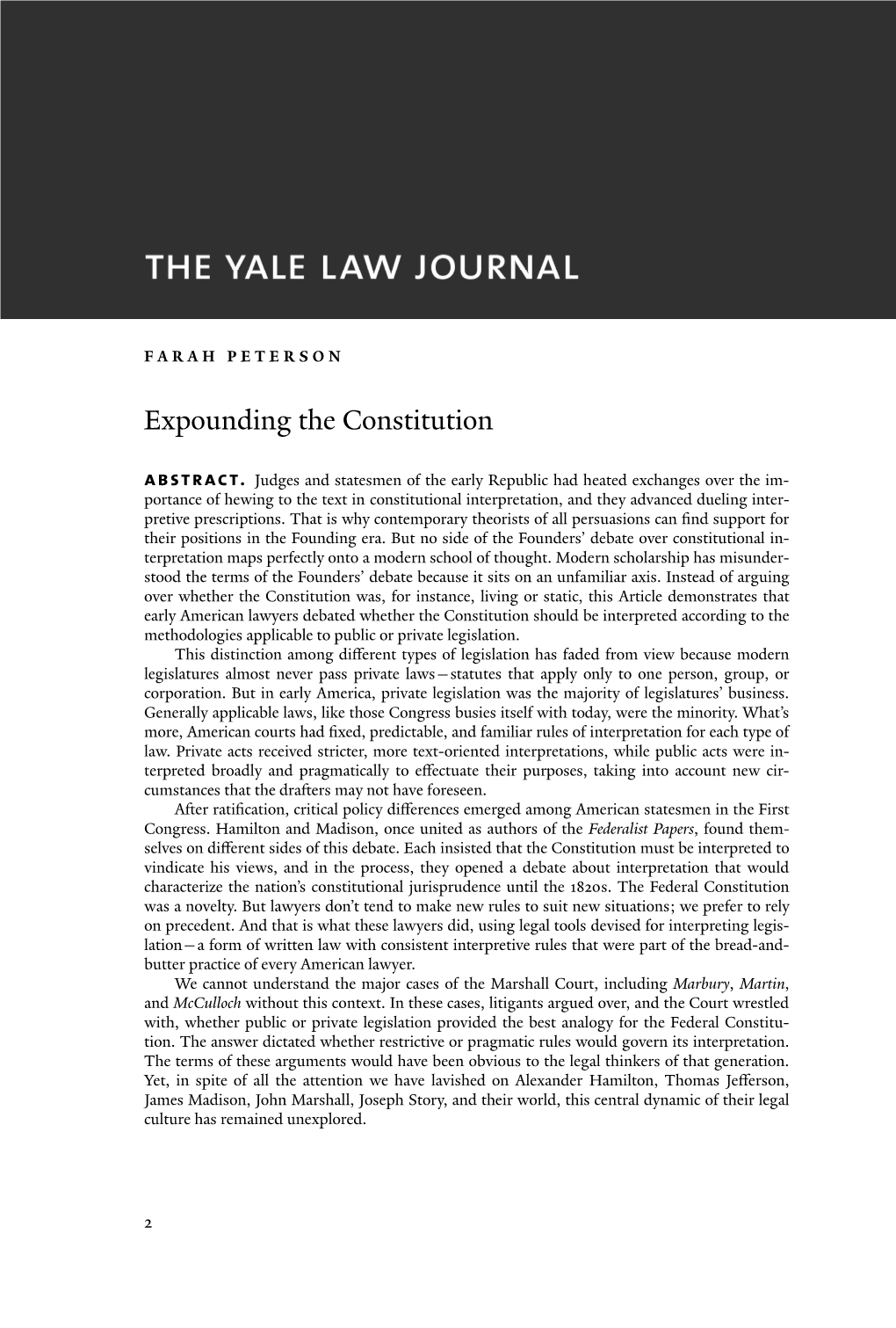 Expounding the Constitution Abstract