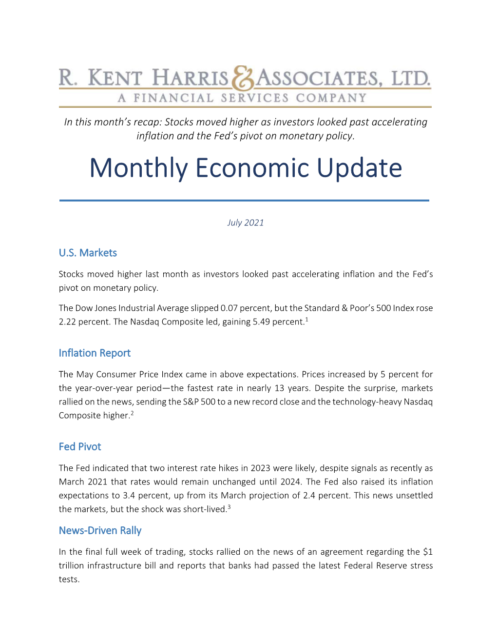 Monthly Economic Update