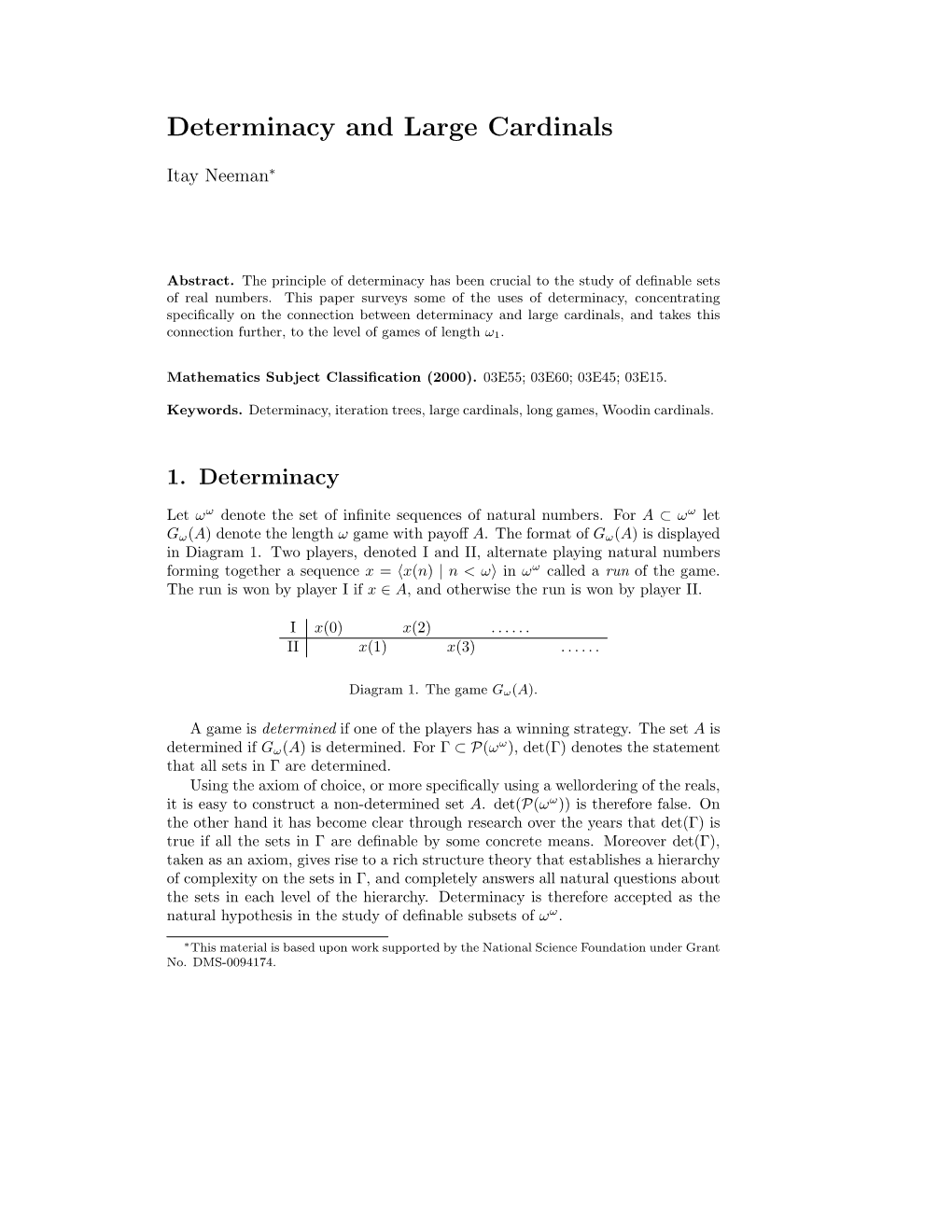 Determinacy and Large Cardinals