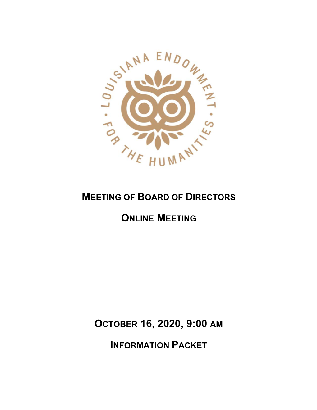 Meeting Agenda – Board of Directors